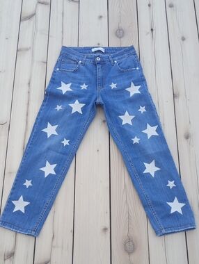 Rinascimento Denim Jeans with White Star Print